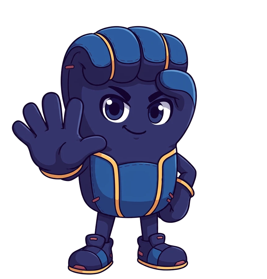 The game’s glove mascot, ready to play